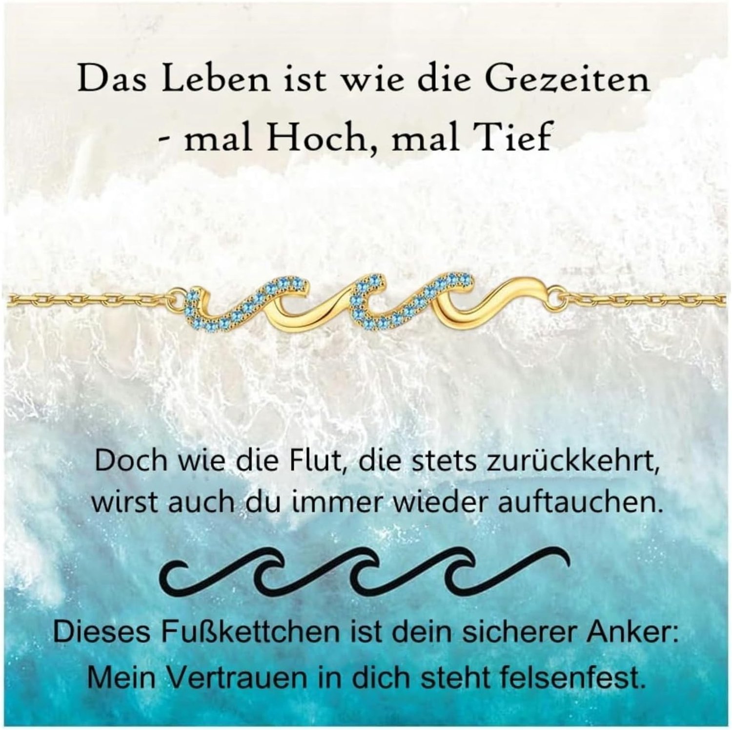 Elegante Golvende Enkelband van 925 Sterling Zilver met Zirconia - Perfect als Strandaccessoire en Motivatiegeschenk voor Vrouwen (22cm-26cm)