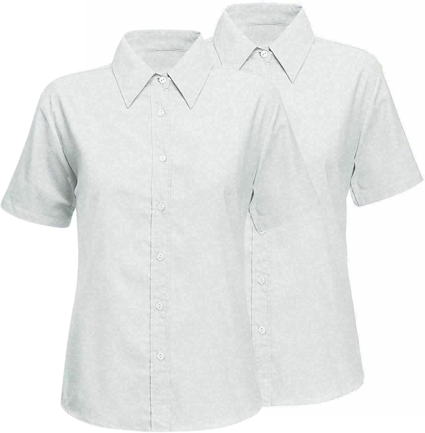 Twin Pack Meisjes School Shirts Korte Mouw Witte Blouse