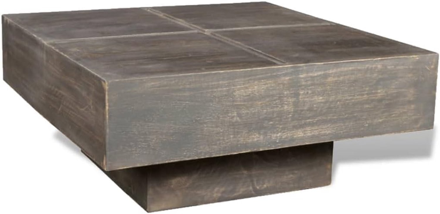 Salontafel voor de woonkamer, bijzettafel, functioneel donkerbruin, vierkant, massief hout, mango, woonkamer, slaapkamer