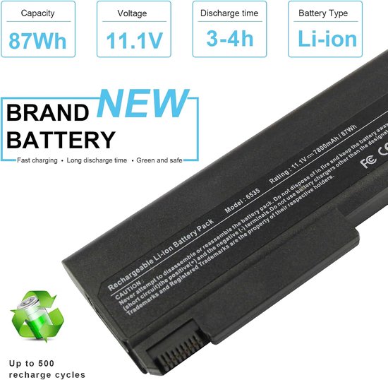 ARyee 7800mAh 11.1V 6535B accu laptop batterij voor HP Compaq 6500B 6530B 6700B 6730B 6735B, HP EliteBook 6930P 8440P 8440W, HP ProBook 6440B 6445B 6450B 6540B 6545B 6550B 6555B — afbeelding 4
