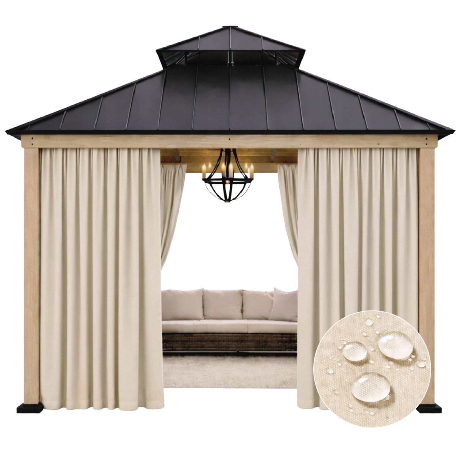 NOW-ART Waterdichte Tuindoek Gordijn 155x240cm Licht Beige - UV-bestendig