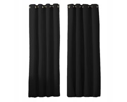 Zwarte Panama Gordijnen 145x250 cm - 2 Stuks, Mat & Półzaciemniające