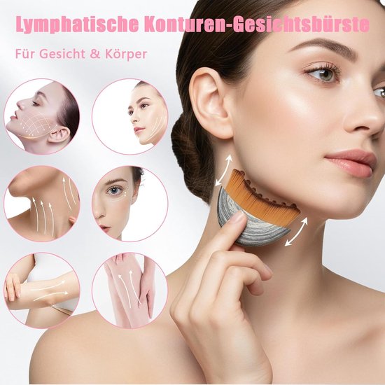 2 stuks droogborstel voor gezicht, lymfedrainage massage voor gezicht en lichaam, draagbare lymfeborstel voor kaakcontour vermoeidheid verlichting, ideaal voor dagelijkse verzorging en reizen — afbeelding 2