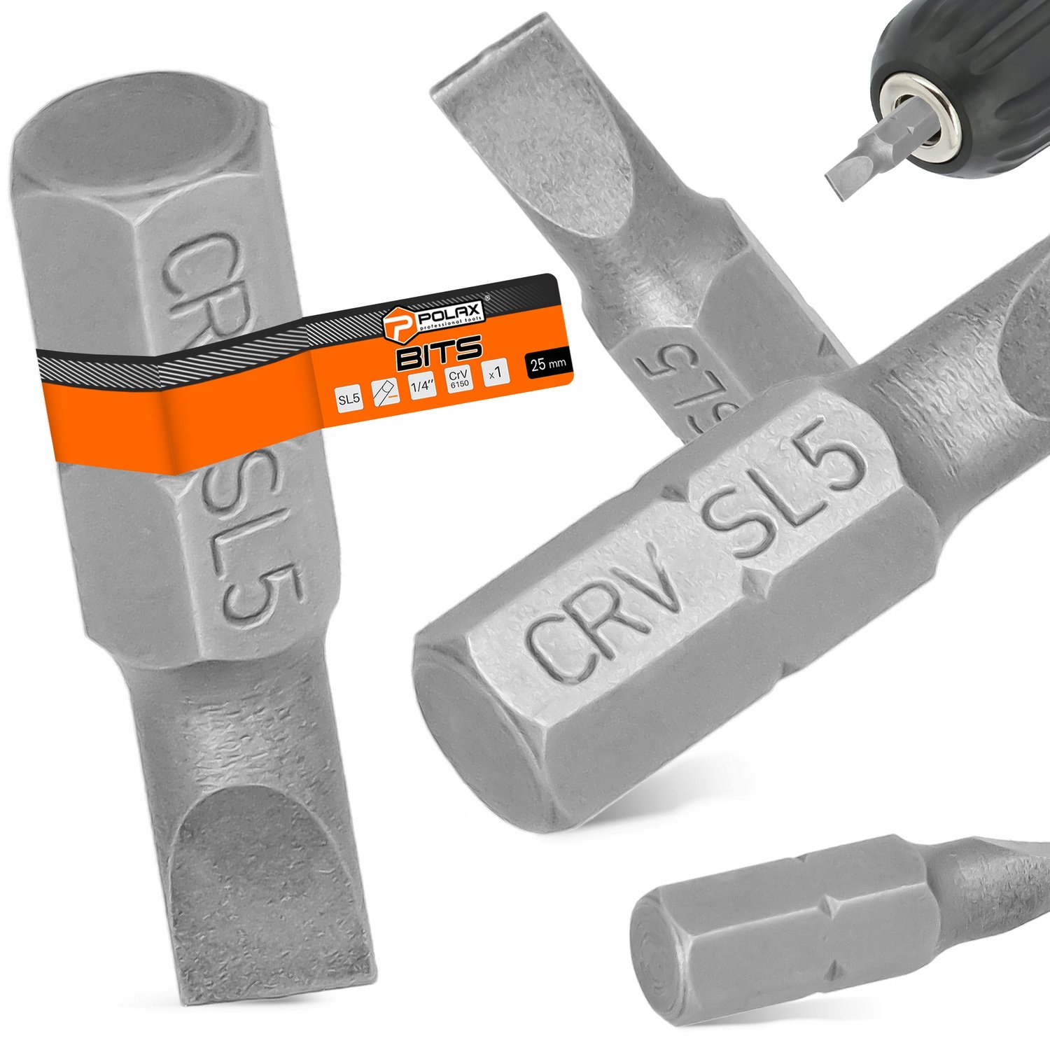 SL5 Bit 1/4" 25mm Plat - Sterke CrV Staal met Magnetische Tip
