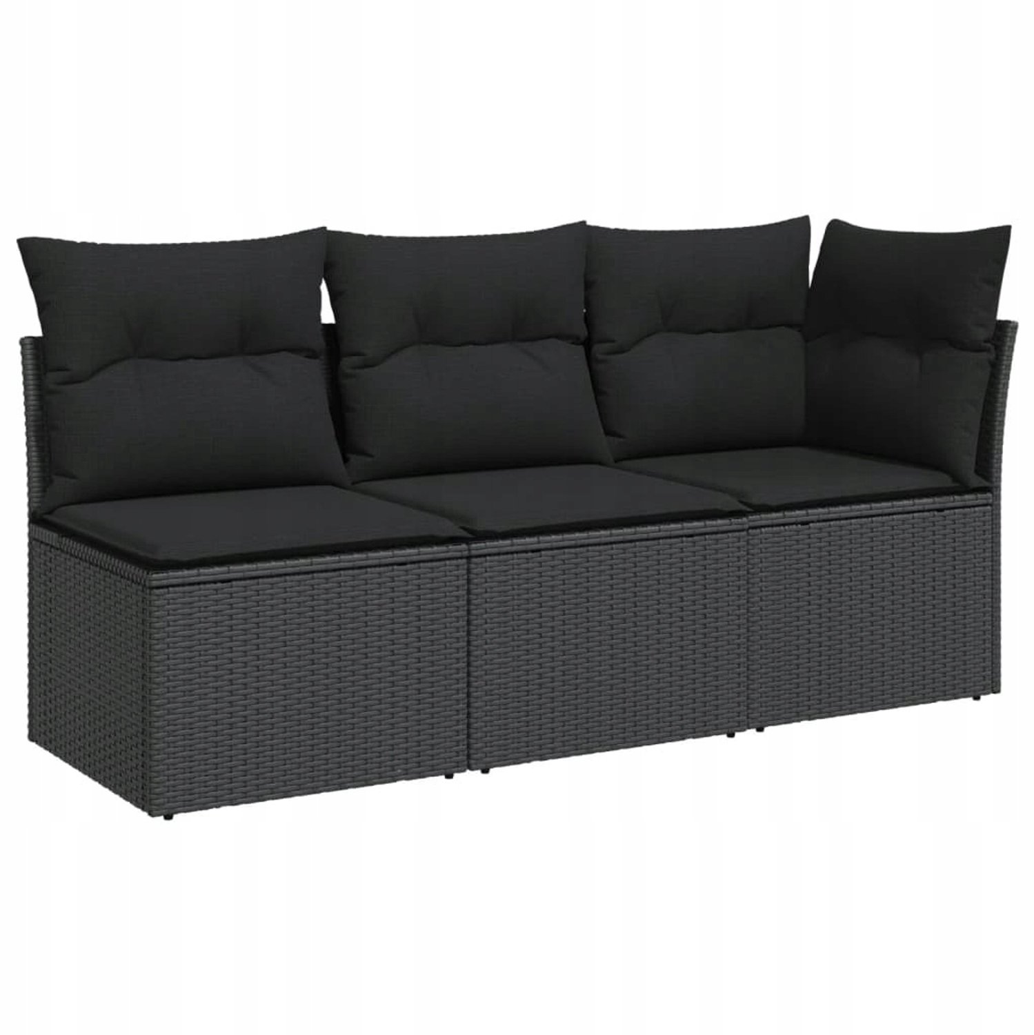 Modulaire Tuinbank Loungeset - Zwart Technorattan met Opbergruimte
