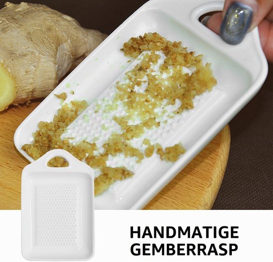 Handmatige Gembermolen met Schoonmaakborstel en Keramisch Bord - Ideaal voor Gember, Knoflook en Specerijen (6.8*11cm) — afbeelding 4