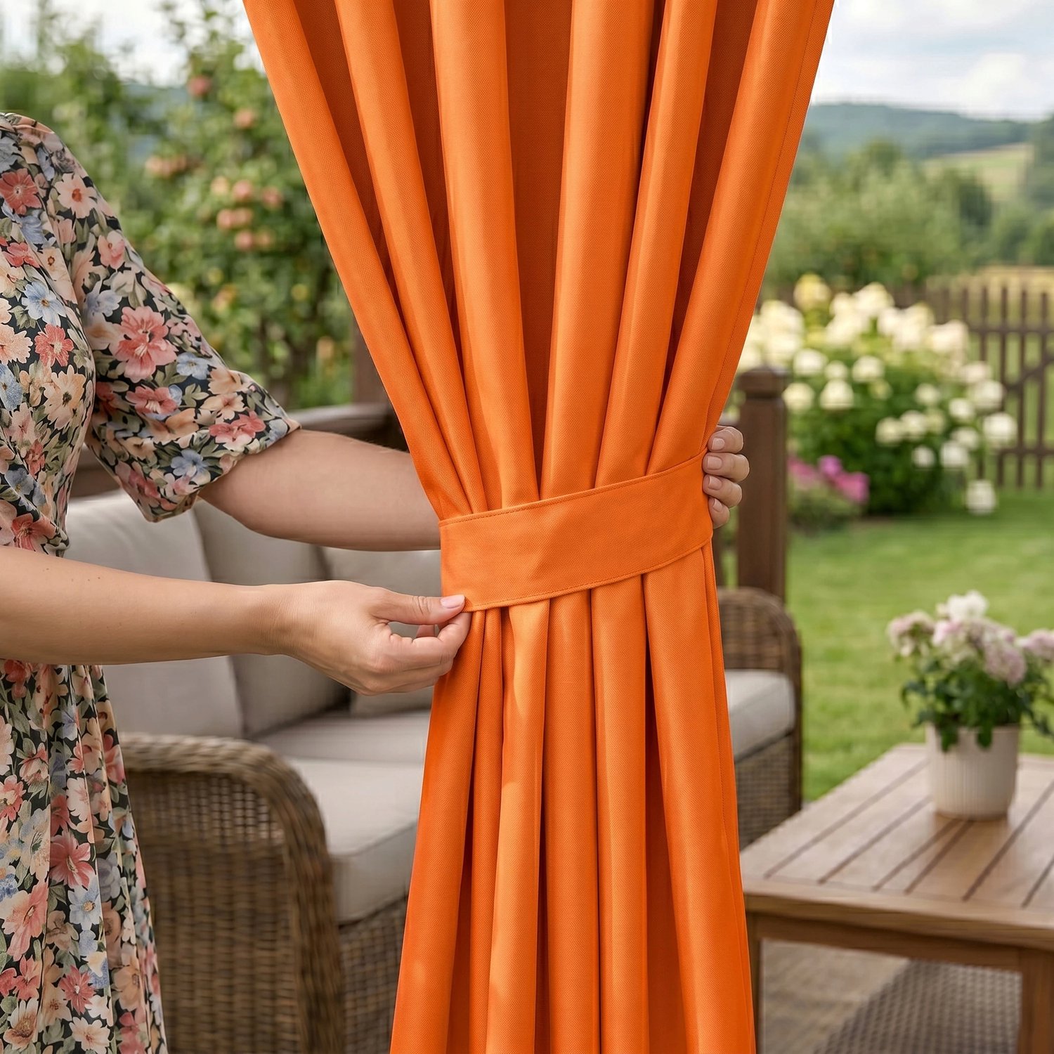 Waterdichte Terrasgordijn OSTOJA Oranje 155x220cm - Premium Kwaliteit