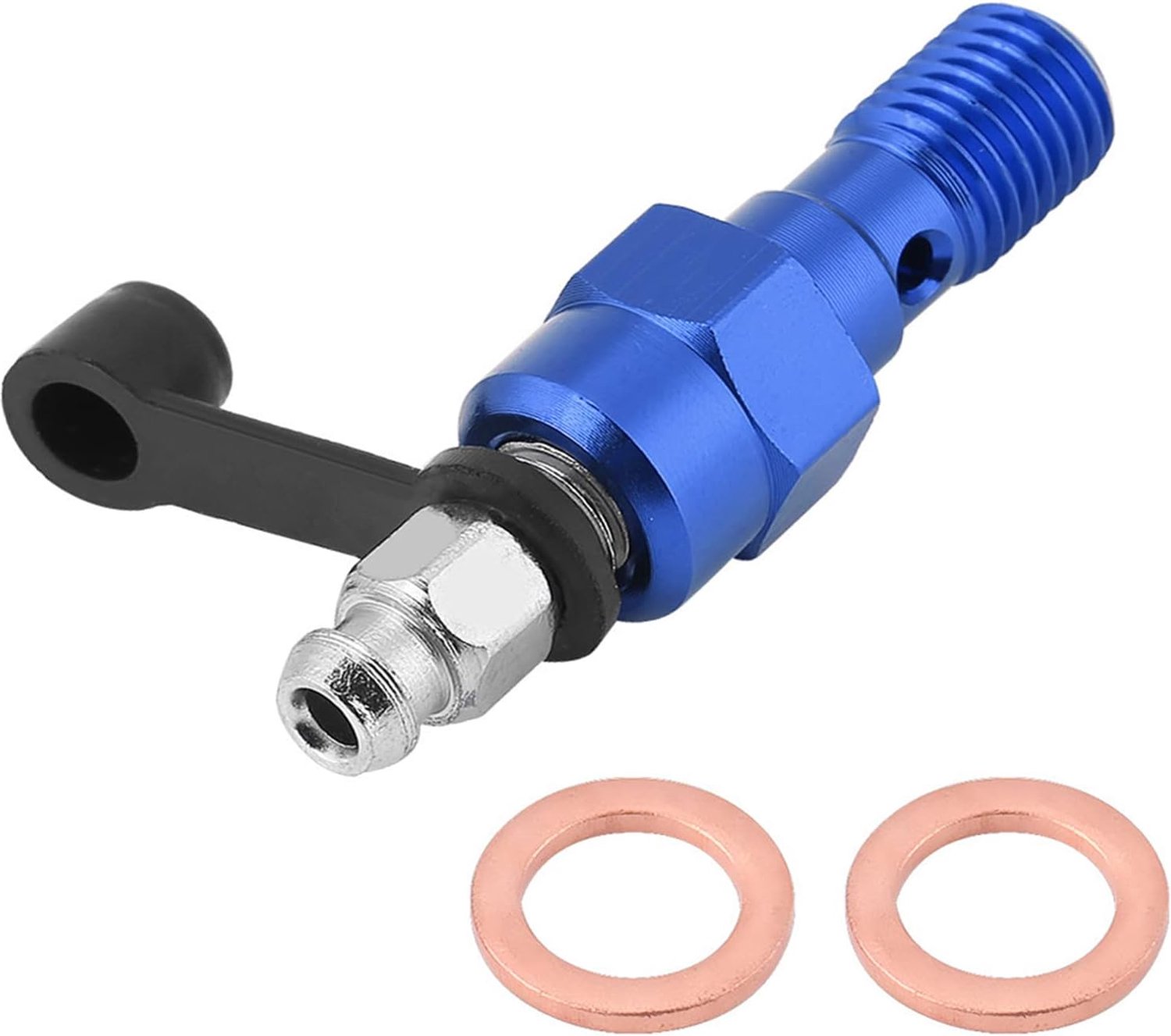 M10x1.0mm motorfiets remklauw ontluchtingsschroef nippel banjo bout met stofkap aluminium geanodiseerd roestbestendig universeel geschikt voor remleidingen voor achter zwar (Blauw)