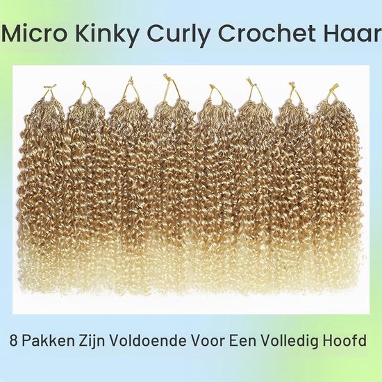Looped Micro Kinky Curly Crochet Hair 8 Packs 8 Inch Yanky Twist Crochet Hair Kinky Twist Synthetic Wavy Curly Crochet Hair Extensions for Black Women (T27/613, 8packs 8inch) — afbeelding 5