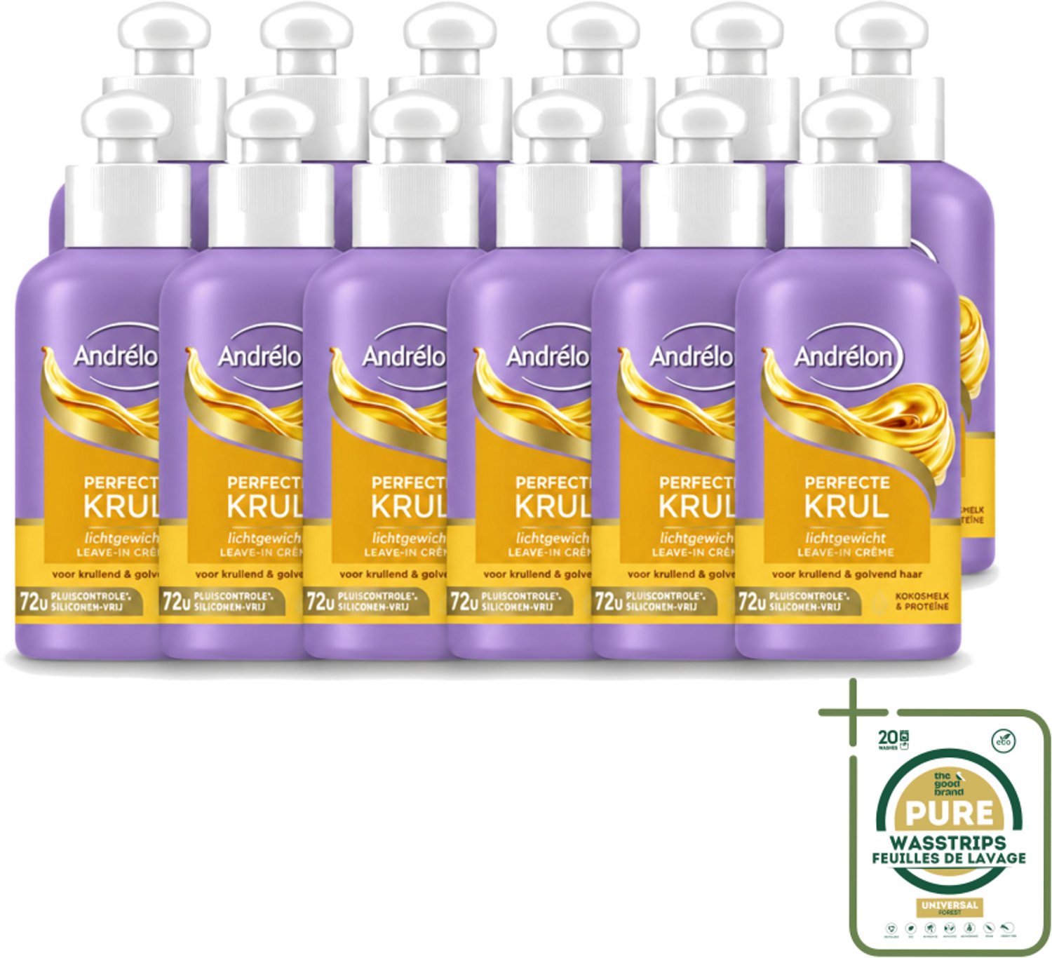 12 x Andrélon – Leave-In Crème – Perfecte Krul – 200 ml - Wasstrips - Krullen Verzorgen - Krullen Definiëren - Krullen Pluisvrij - Krullen Veerkrachtig - Krullen Verzorging