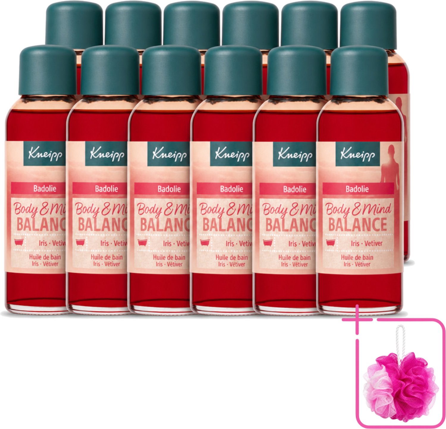 12 x Kneipp - Badolie - Body & Mind Balance - Iris & Vetiver - 100 ml - Bulkverpakking - Badolie - Douchemop - Ontspanning