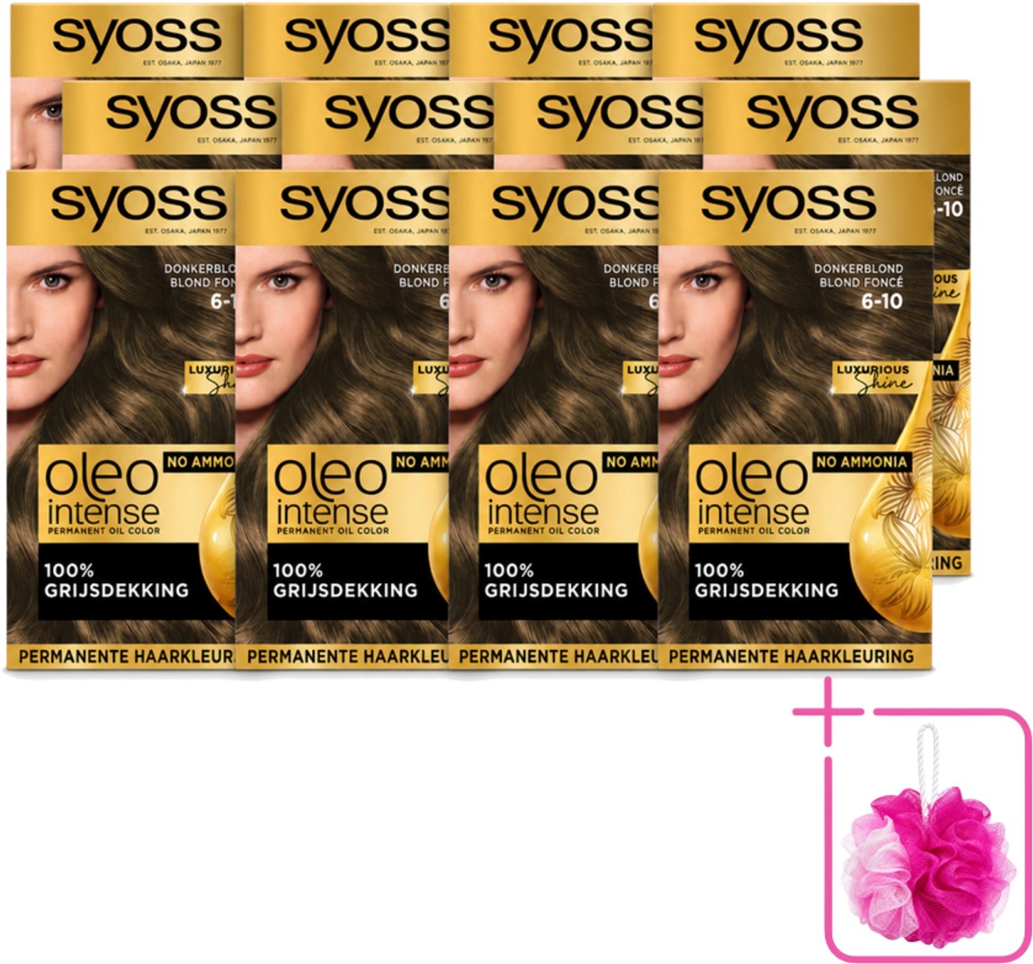 12 x SYOSS - Oleo Intense 6-10 - Haarverf - Permanente Haarkleuring - Donkerblond - Langdurige Kleur - Bulkverpakking - Haarkleur - Douchemop - Haarkleuring