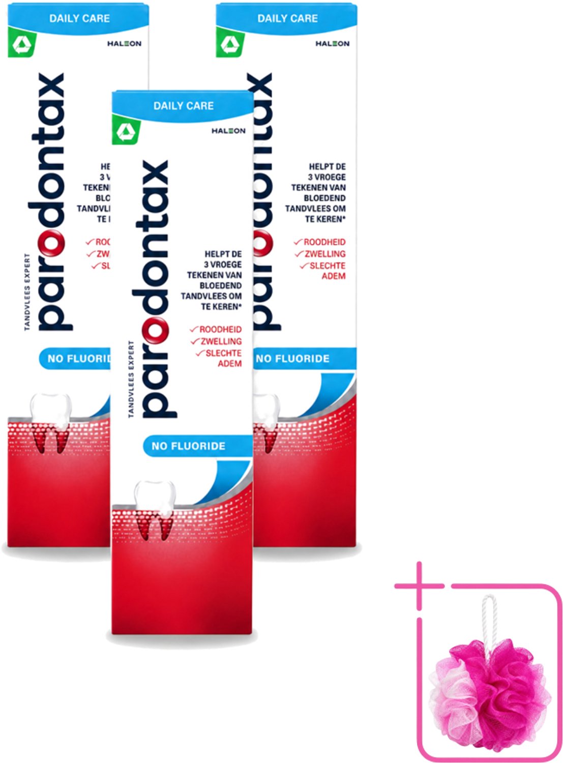 3 x Parodontax – Tandpasta – Zonder Fluoride – 75 ml - Bulkverpakking - Tandpasta zonder fluoride - Douchemop - Gezond tandvlees