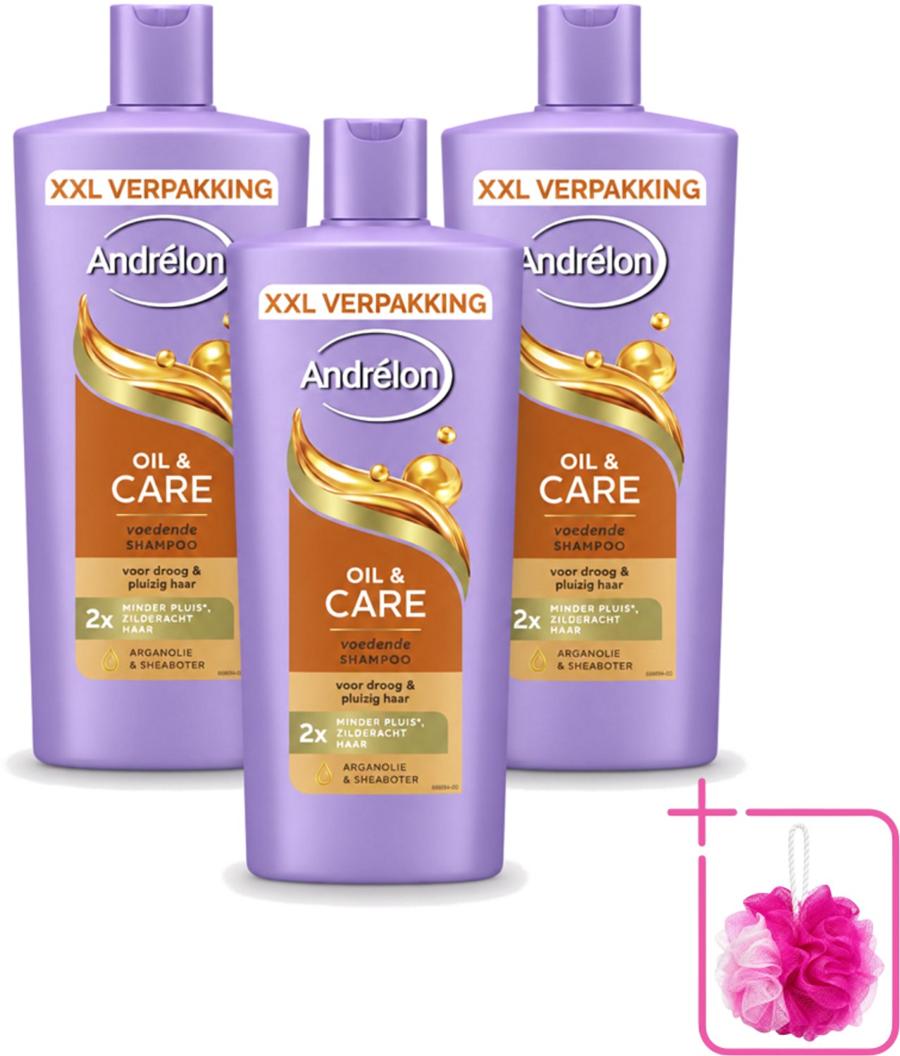3 x Andrélon – Shampoo – Oil & Care – 685 ml - Bulkverpakking - Haar verzorging - Douchemop - Pluisvoorkomen