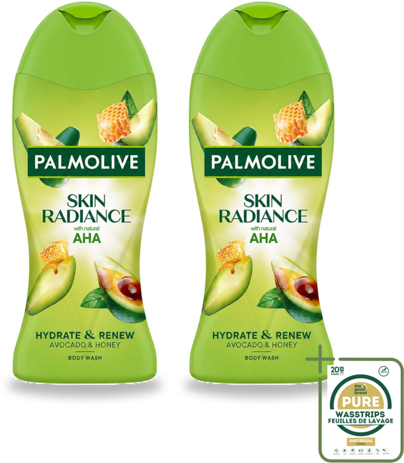2 x Palmolive – Douchegel – Skin Radiance Avocado Honey – 250 ml - Wasstrips - Douchegel - Exfoliatie - Huidverzorging - Stralende Huid - Avocado