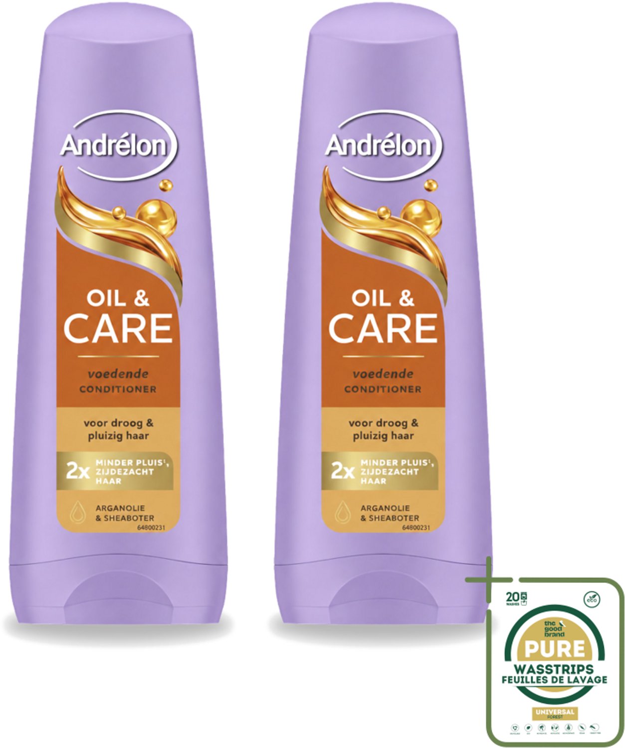 2 x Andrélon – Conditioner – Oil & Care – 200 ml - Wasstrips - Droog Haar - Pluis - Haar Verzorging - Haar Voeding - Haar Conditioner