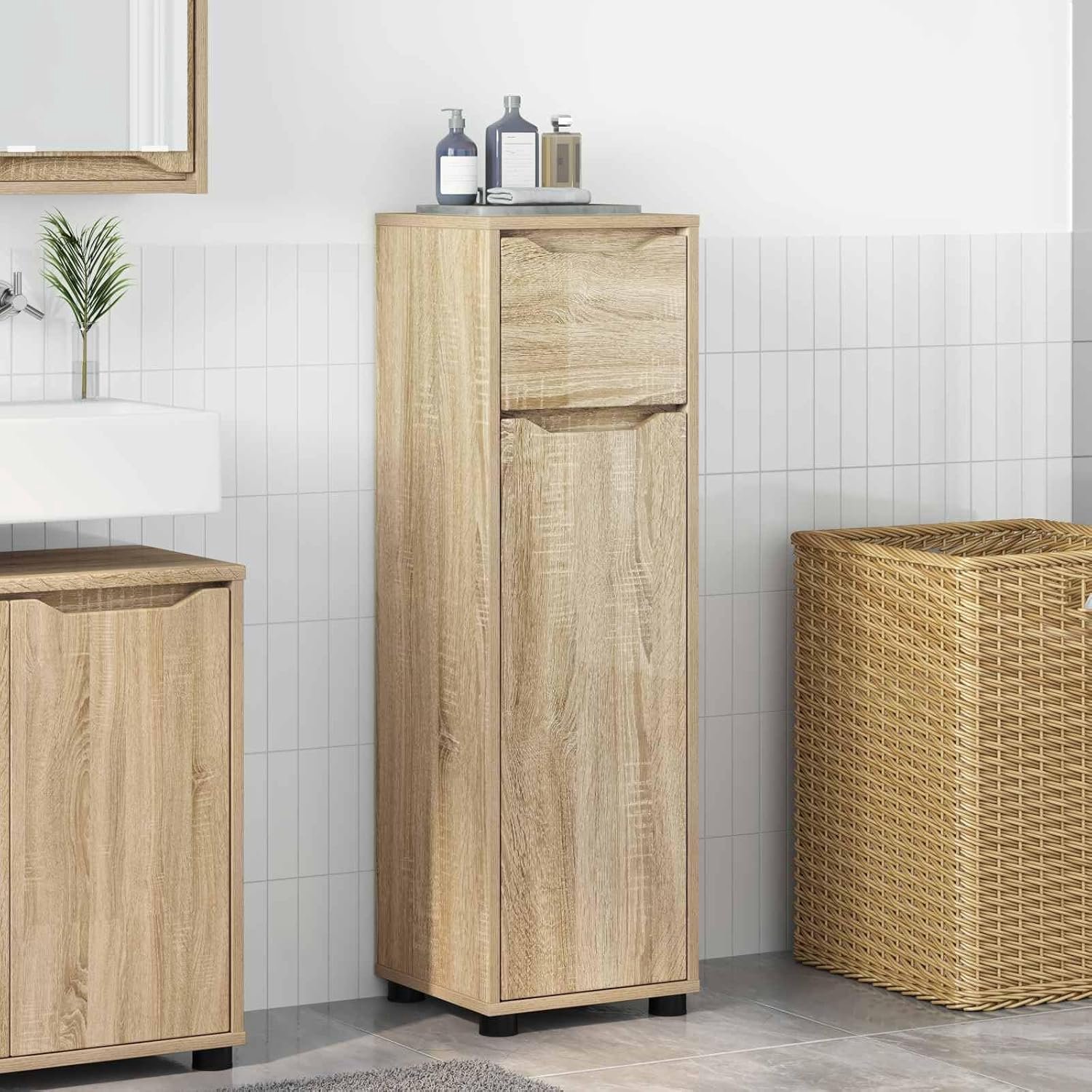 Badkamerkast Sonoma eiken 30,5 x 30 x 101 cm houtmateriaal