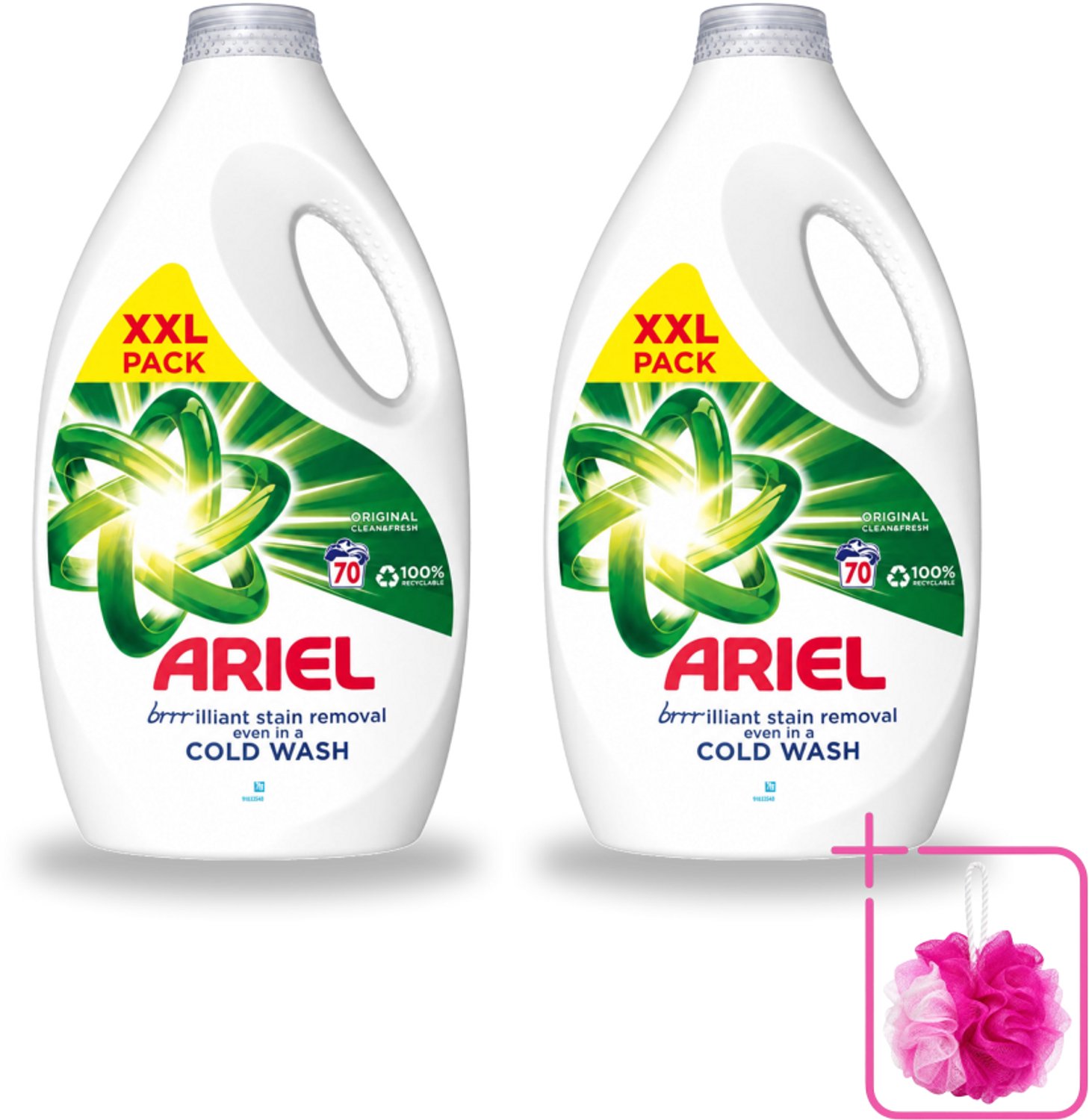 2 x Ariel - Wasmiddel - Original - 70 Wasbeurten - 2,45 liter - Bulkverpakking - Wasmiddel - Douchemop - Wasbeurt