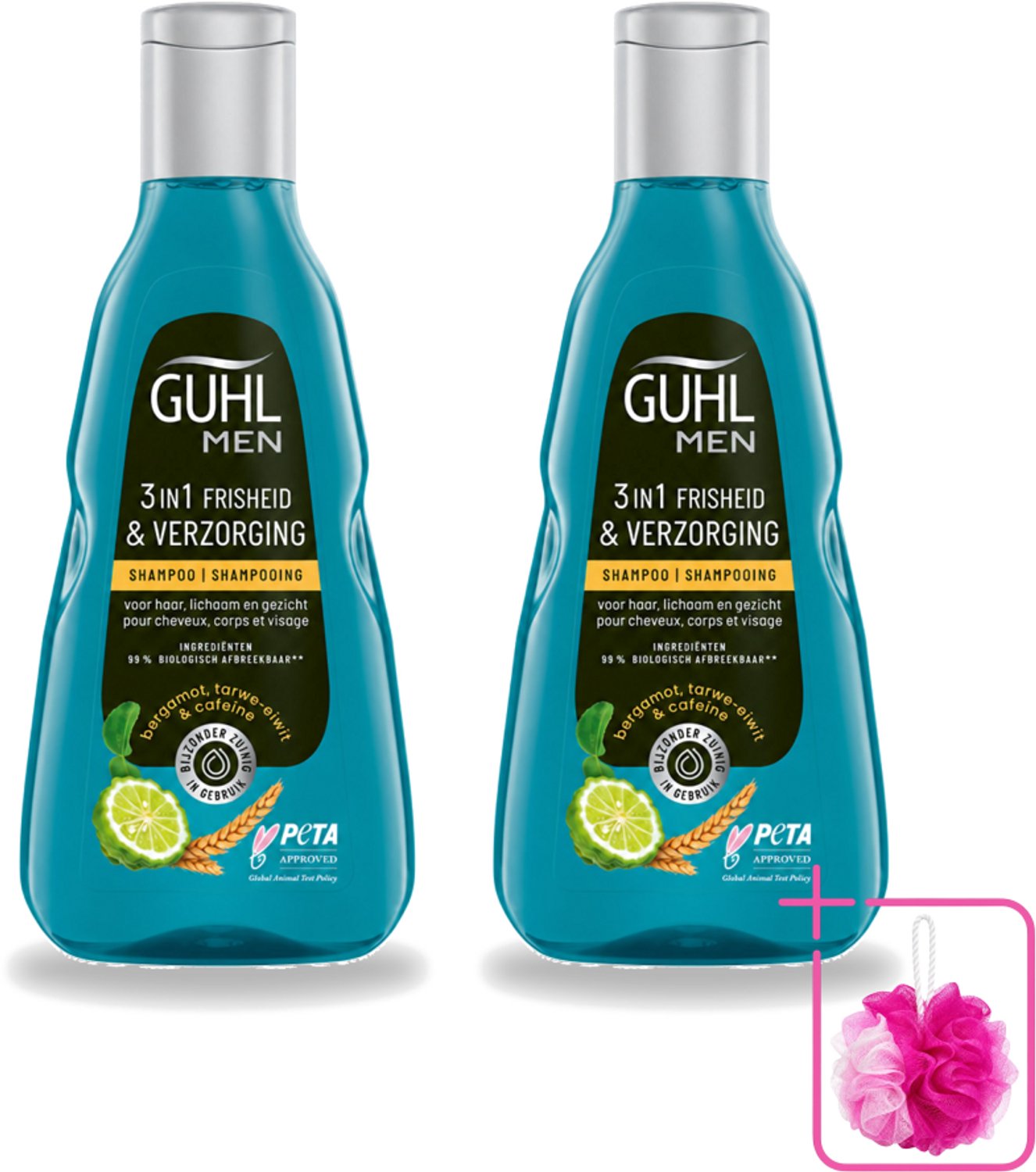 2 x Guhl - 3-in-1 Shampoo - Freshness & Care Man - 250 ml - Bulkverpakking - 3-in-1 shampoo - Douchemop - Mannelijk haar