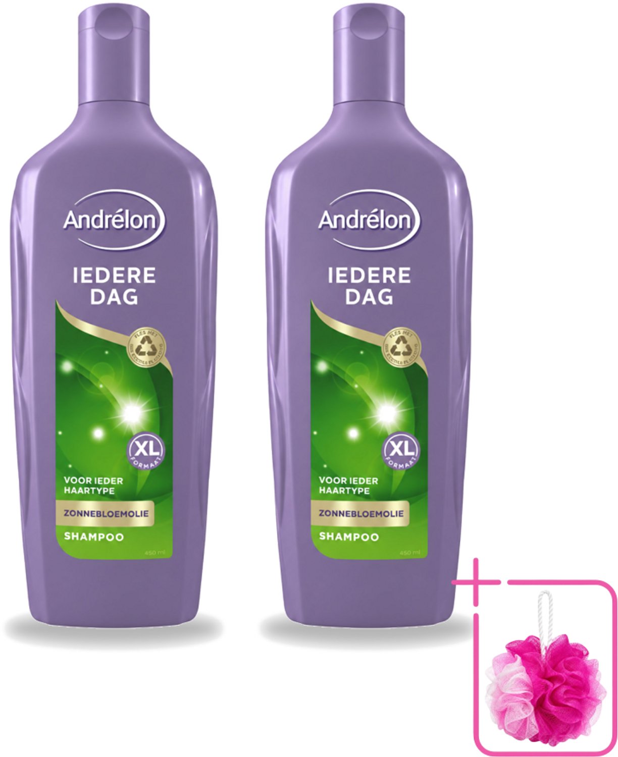 2 x Andrélon - Iedere Dag - Shampoo - 450 ml - Bulkverpakking - Shampoo dagelijks - Douchemop - Fris haar