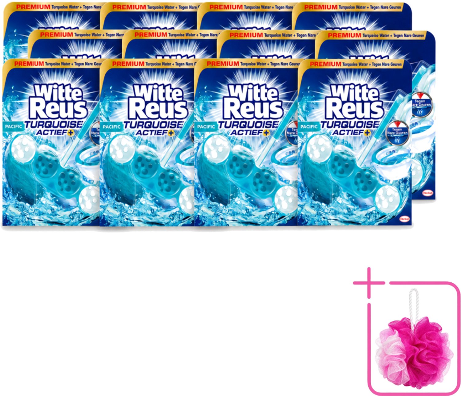 12 x Witte Reus - Turquoise Actief Toiletblok - 1 Toiletblok - Bulkverpakking - Toiletbelevening - Douchemop - Reiniging