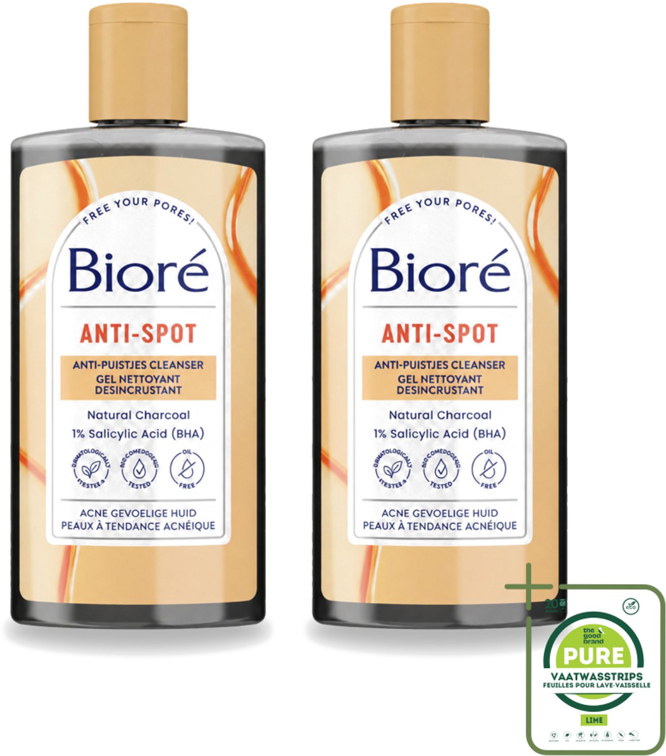 2 x Bioré – Houtskool Anti-Puistjes Reinigingsgel – Gezichtsreiniger – 200 ml - Grootverpakking - Vaatwasstrips - Houtskool Reinigingsgel - Puistjes Voorkomen - Gezicht Reinigen - Salicylzuur - Vet Huid Reinigen