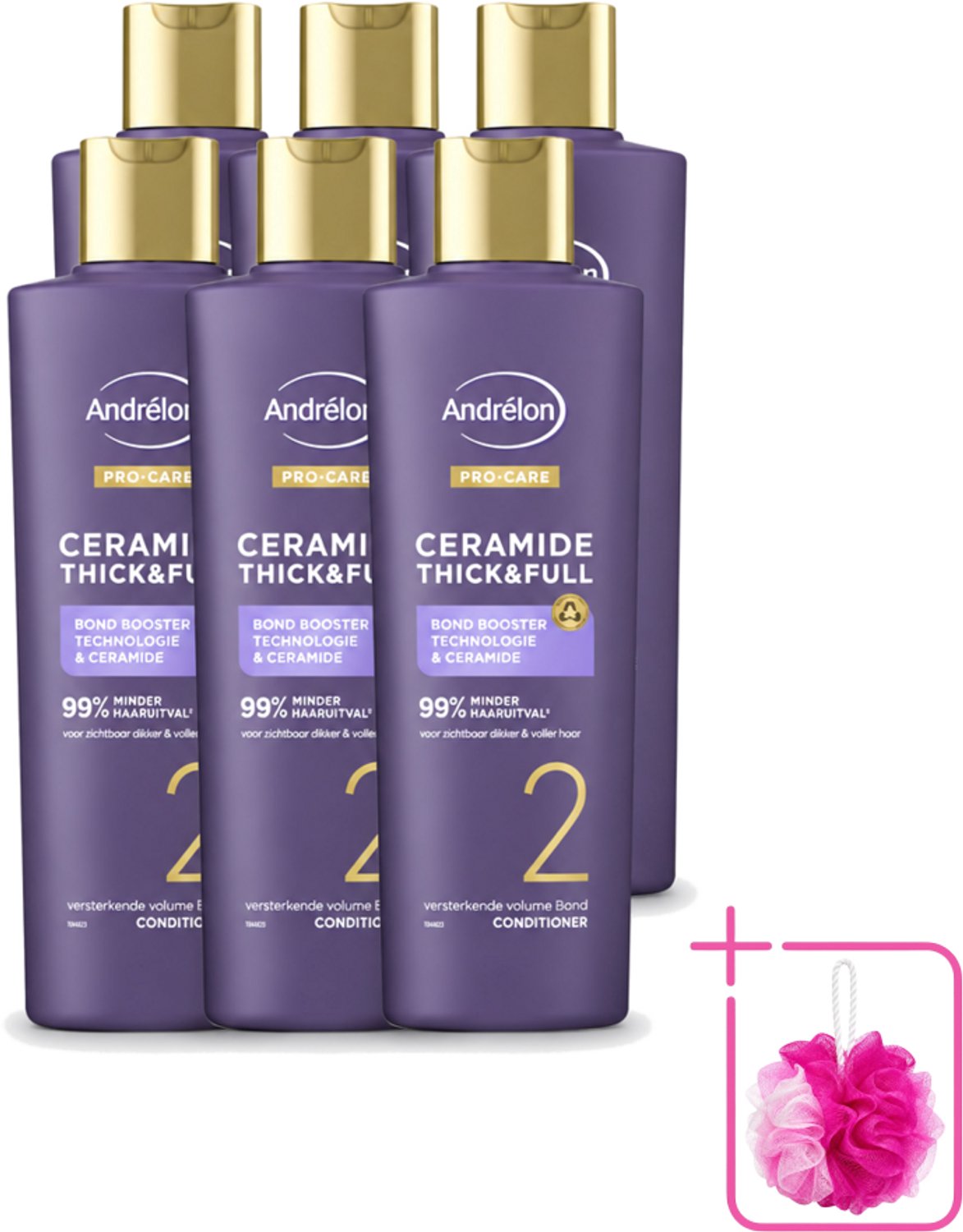 6 x Andrélon – Conditioner – Pro Care Ceramide Thick & Full – 250 ml - Bulkverpakking - Dikker haar - Douchemop - Voller haar