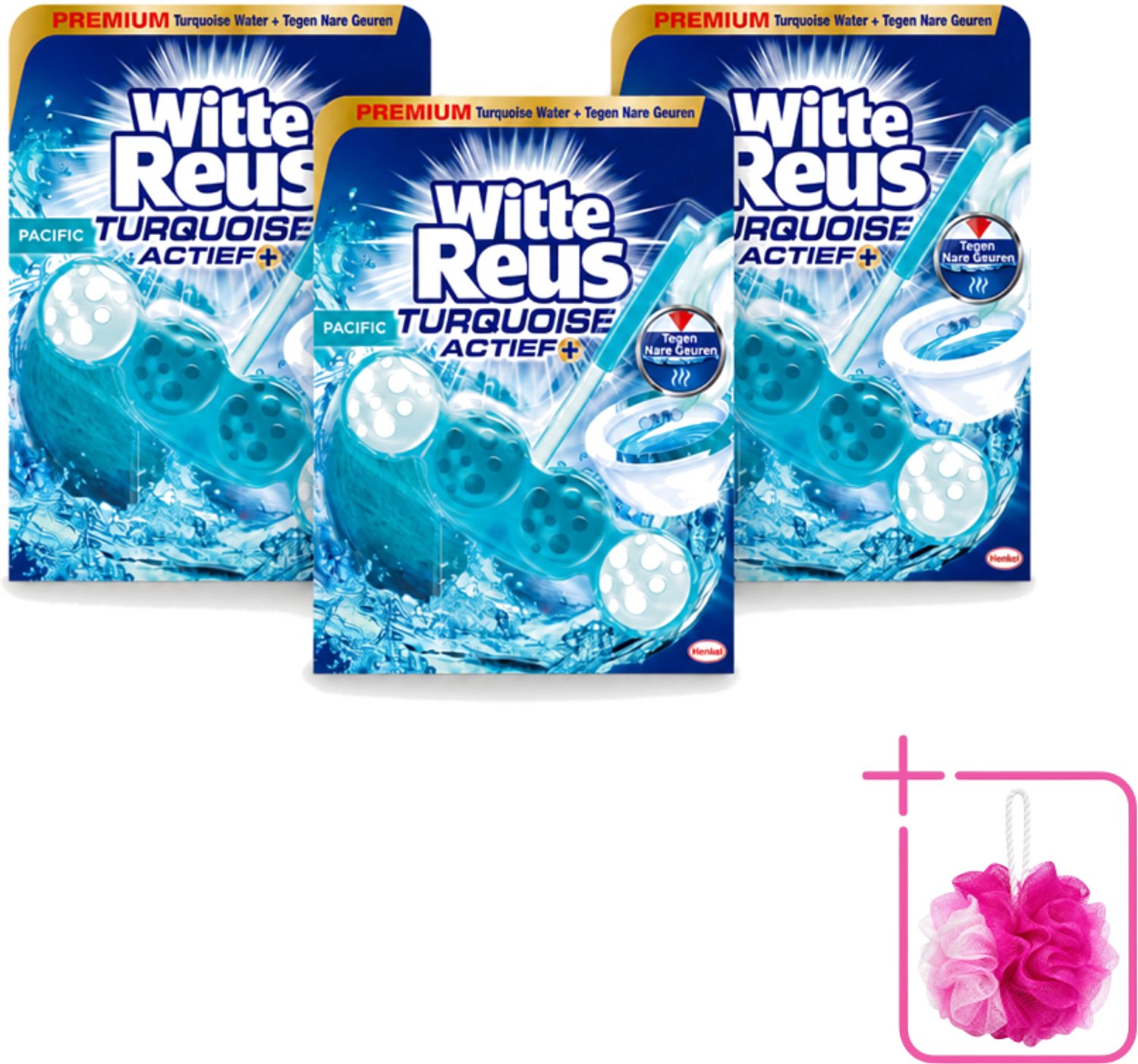 3 x Witte Reus - Turquoise Actief Toiletblok - 1 Toiletblok - Bulkverpakking - Toiletbelevening - Douchemop - Reiniging