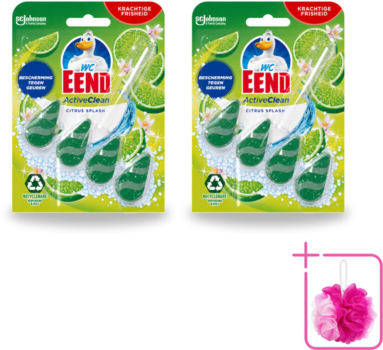 2 x WC Eend – Toiletblok – Active Clean – Citrus – 38 g - Bulkverpakking - Toiletblok - Douchemop - Toilet reinigen