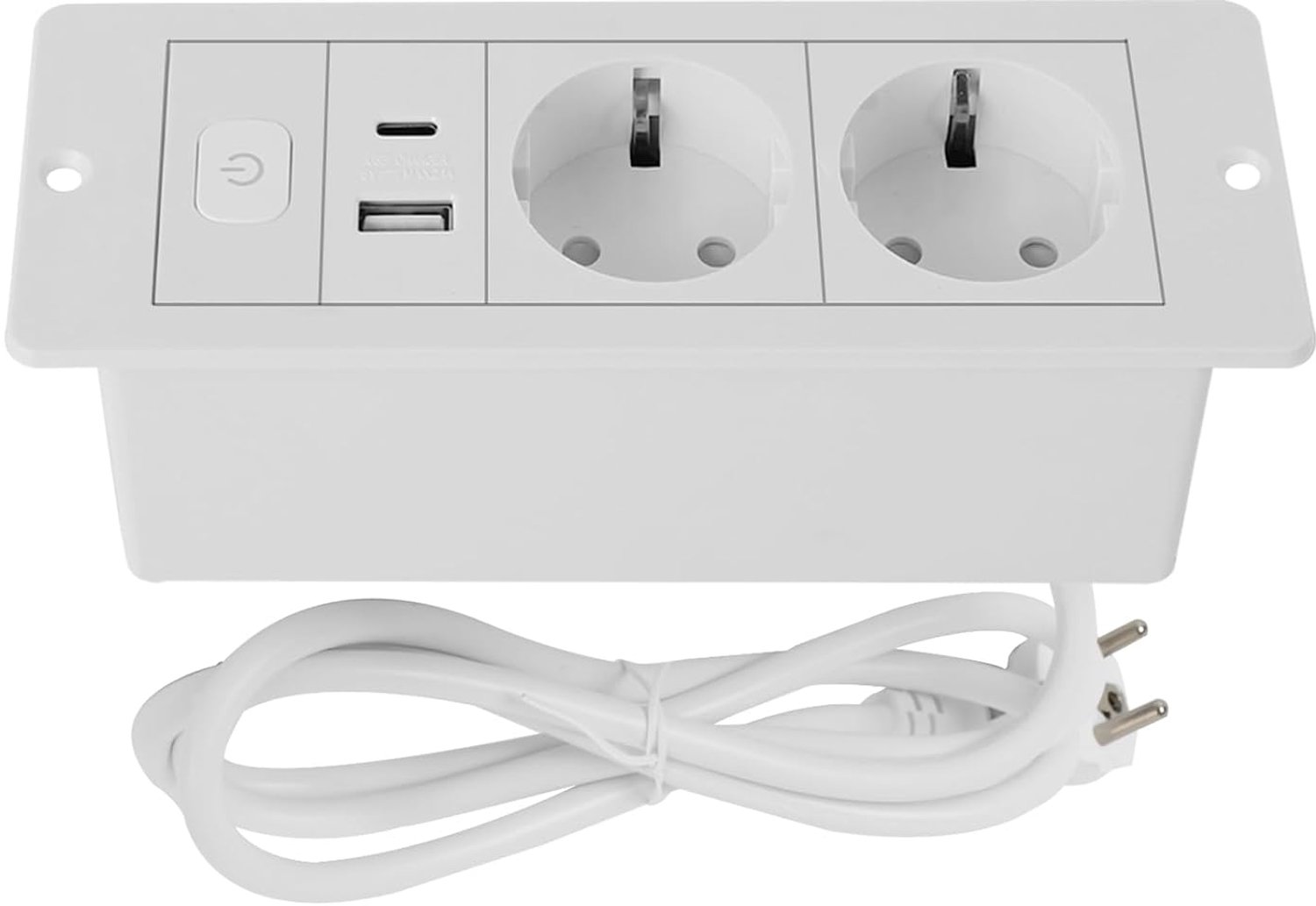 Ingebouwde Tafelstekker met USB - 2-Weg Flush Socket - 1,8 m Kabel - Geschikt voor Meubels - ShopVlot