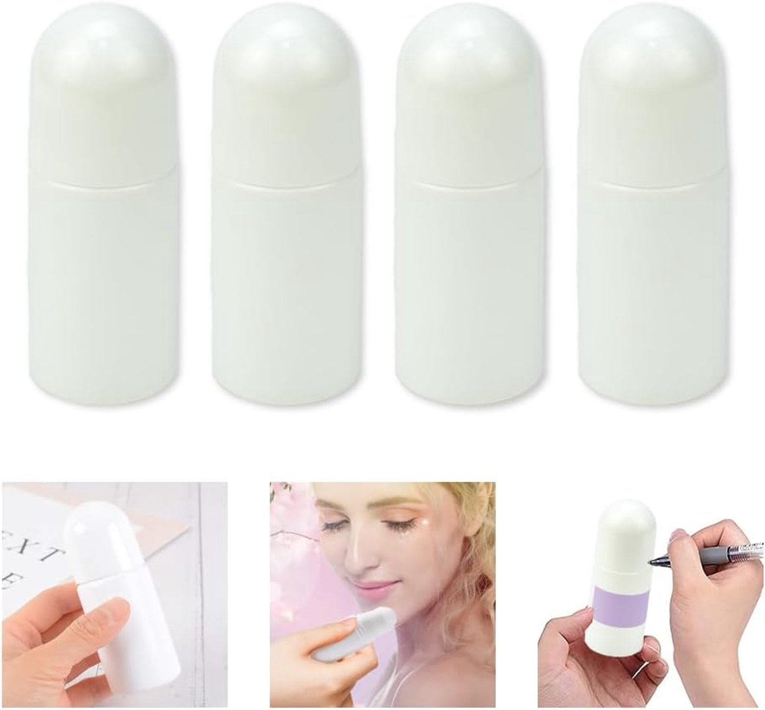 Roll-on flessen 50 ml - herbruikbare kunststof - met waterdichte stickers - perfect voor parfum en essentiële oliën - ShopVlot