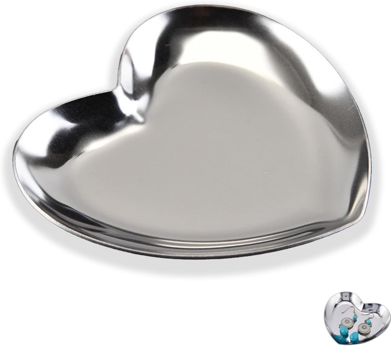 Sieradenhouder kleine decoratieve schaal - RVS hartvormige sleutelplank - Duurzaam en stijlvol - Perfect voor sieraden - ShopVlot