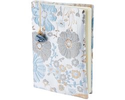 SUPERFINDINGS Boekomslag met blauwe bloemen, A5 boekomslag van stof, handheld boekomslag met bloemenmotief voor de bescherming van een notitieboek of