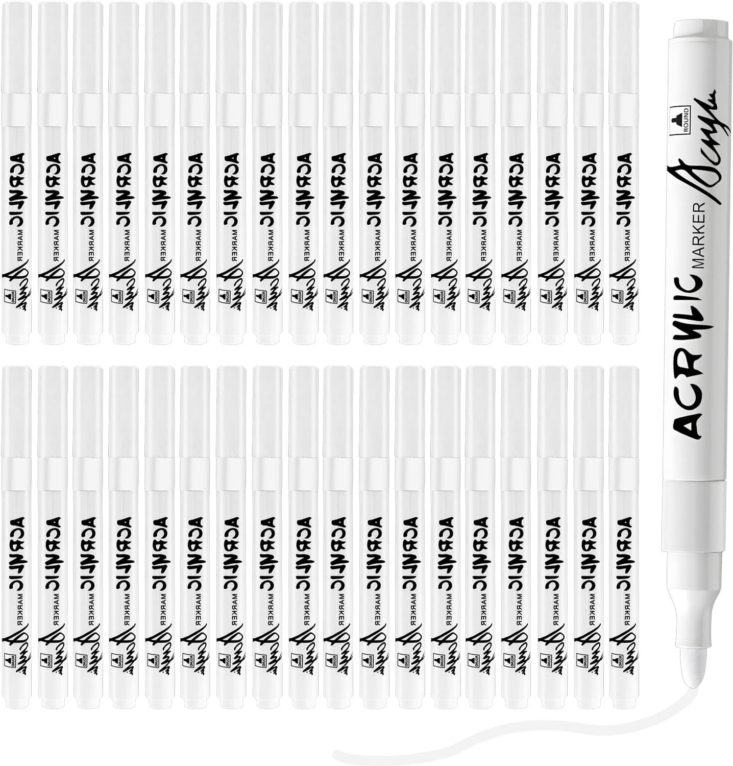 Acrylmarkers 36 Stuks - Zachte Penseelpunt - Watervast - Perfect voor Kunst en DIY - Vemera