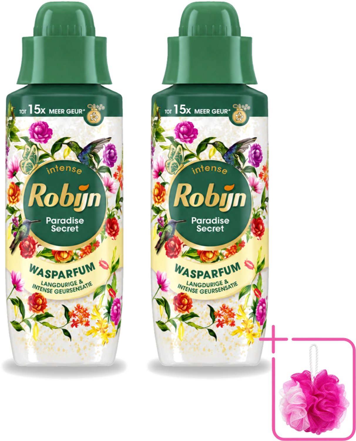2 x Robijn – Wasparfum – Paradise Secret – 342 ml - Bulkverpakking - Wasparfum - Douchemop - Wasparfum voor kleding