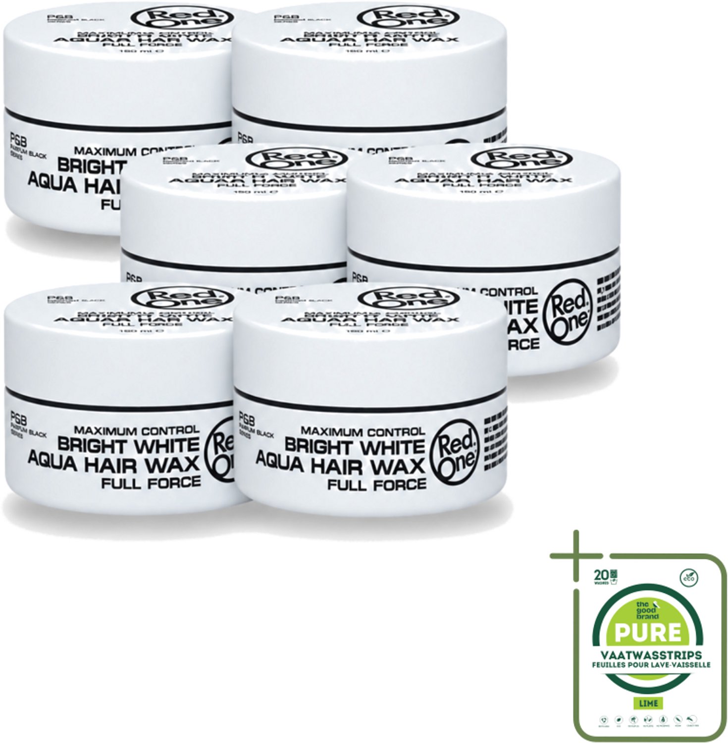 6 x Red One - Haarwax - Bright White - Maximum Control - Voor Extra Sterke Fixatie - 150 ml - Grootverpakking - Haarwax - Haar Fixatie - Haar Styling - Haar Verzorging - Haar Controle