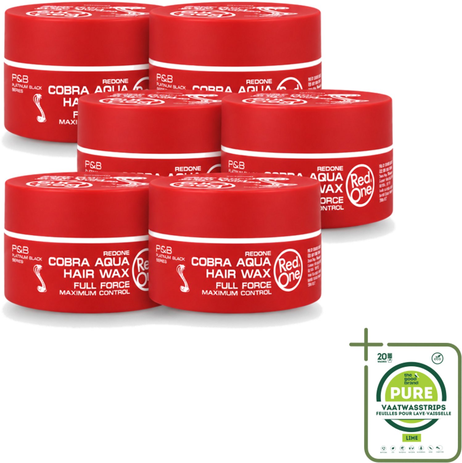 6 x Red One - Haarwax - Cobra Aqua - Maximale Controle - Voor Krachtige Hold & Glans - 150 ml - Grootverpakking - Haarwax - Stylingwax - Controle - Glans - Fixatie