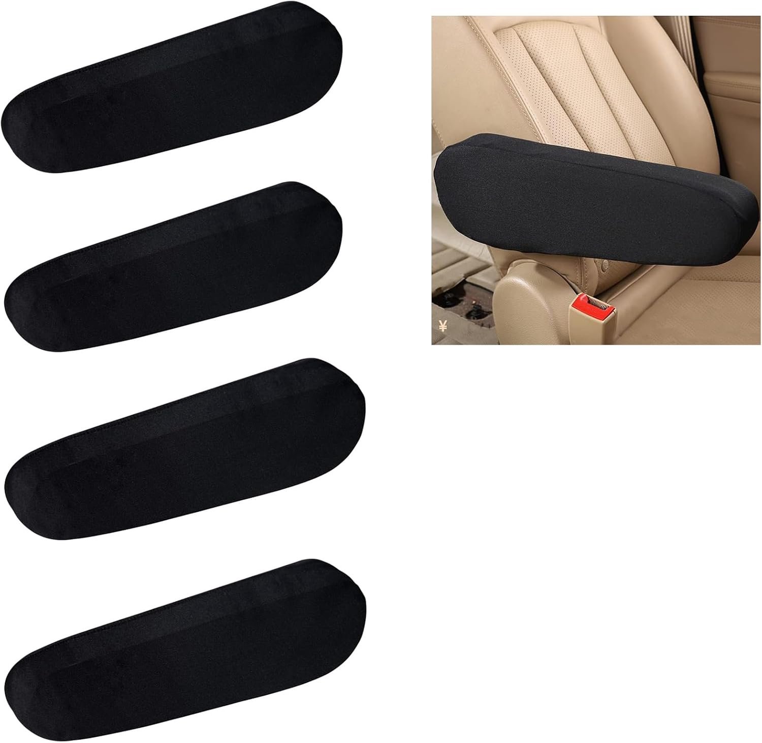 4 Pcs Car Seat Armrest Covers Universal Armrest Cover Black Car Front Seats Elastic Armrest Cover for Car - ShopVlot