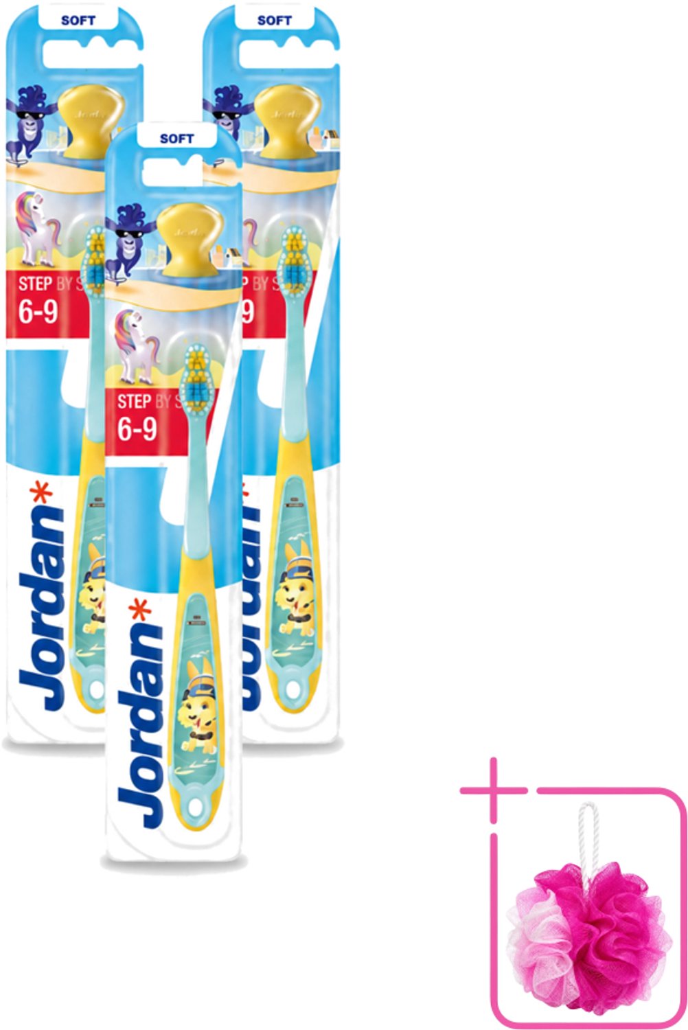 3 x Jordan - Step By Step - Kindertandenborstel - 6-9 jaar - Bulkverpakking - Baby tandenborstel - Kindertandenborstel