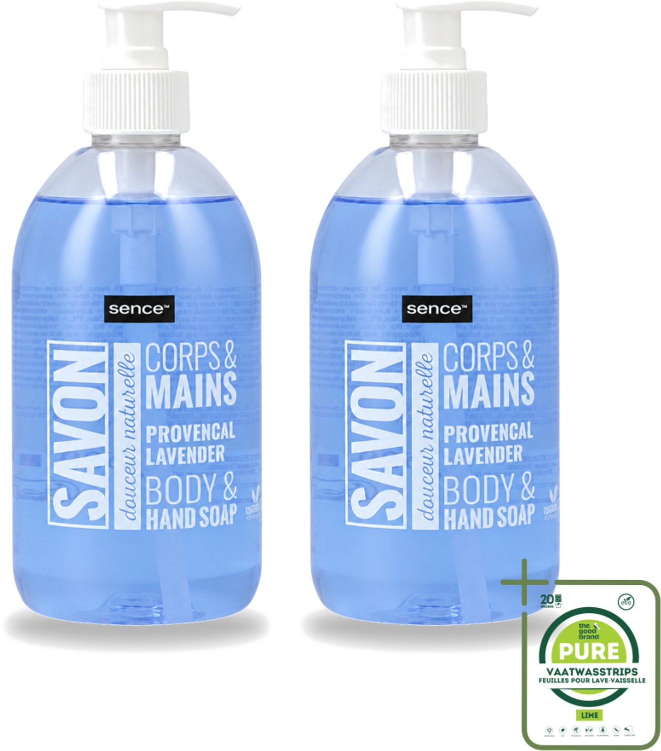 2 x Sence - Provencal Lavendel - Handzeep - Savon - 500 ml - Grootverpakking - Vaatwasstrips - Handzeep - Lavendel - Handen Reinigen - Zachte Handen - Kalmerende Geur