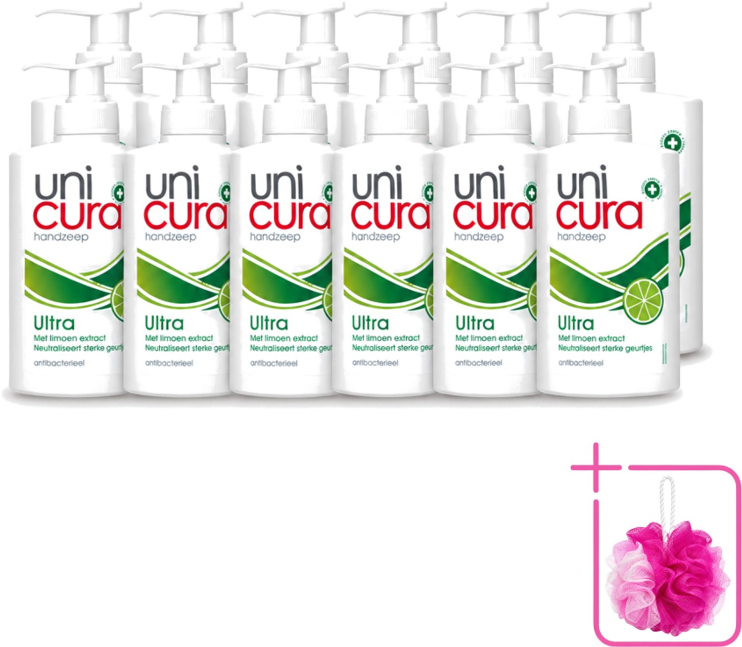 12 x Unicura - Vloeibare Zeep Ultra - Verzorgend - 250 ml Pomp - Bulkverpakking - Handzeep - Douchemop - Antibacteriële handzeep