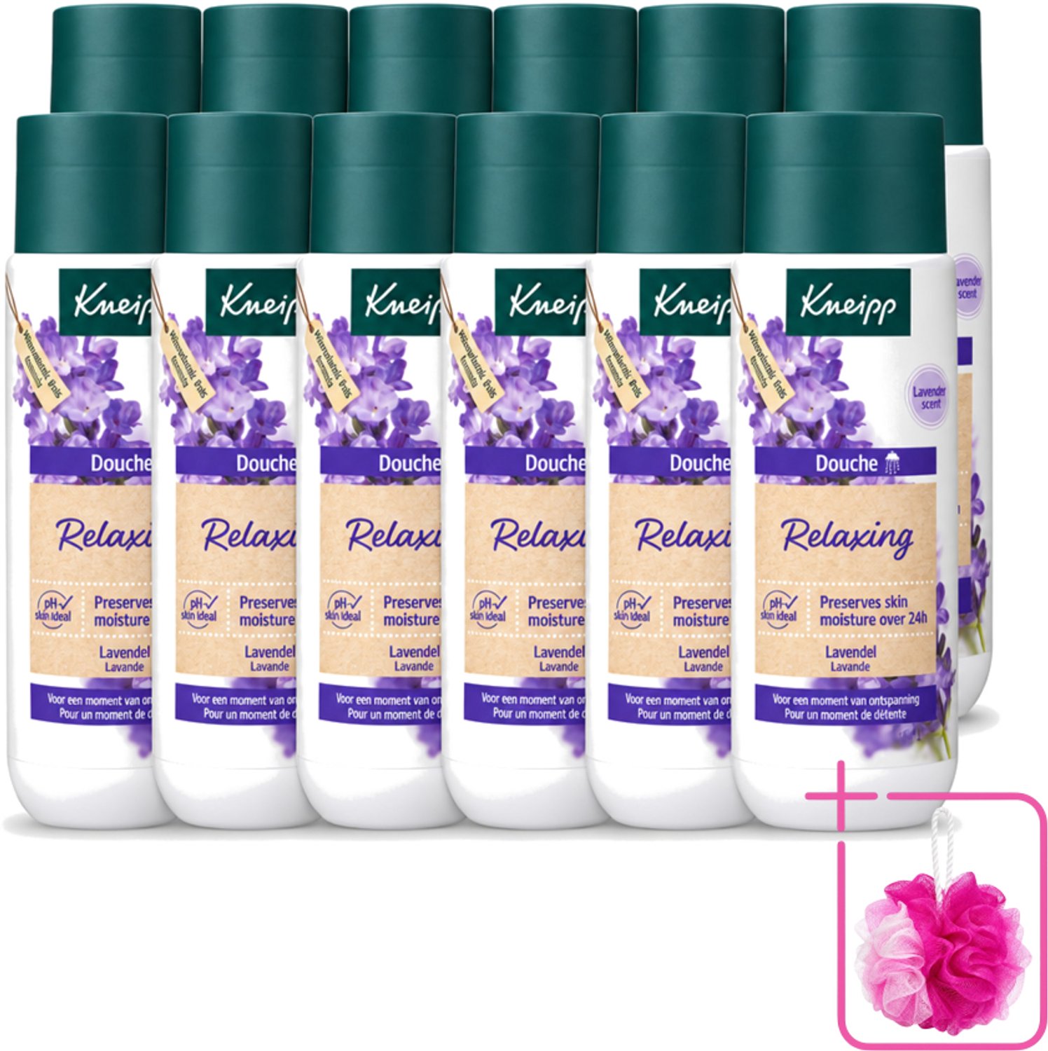 12 x Kneipp - Douchegel - Relaxing - Ontspannende Geur - 200 ml - Bulkverpakking - Douchegel ontspanning - Douchemop - Ontspannende geur