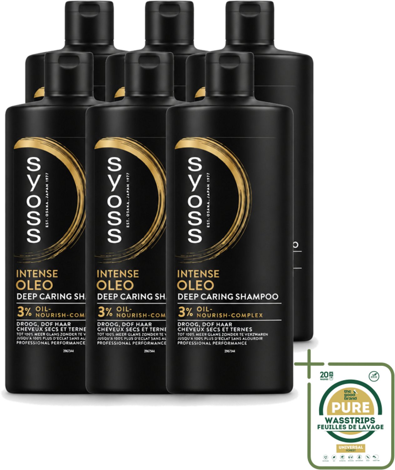 6 x Syoss – Shampoo – Oleo – 440 ml - Wasstrips - Voedend Haar - Droog Haar - Beschadigd Haar - Haar Herstel - Haar Glans