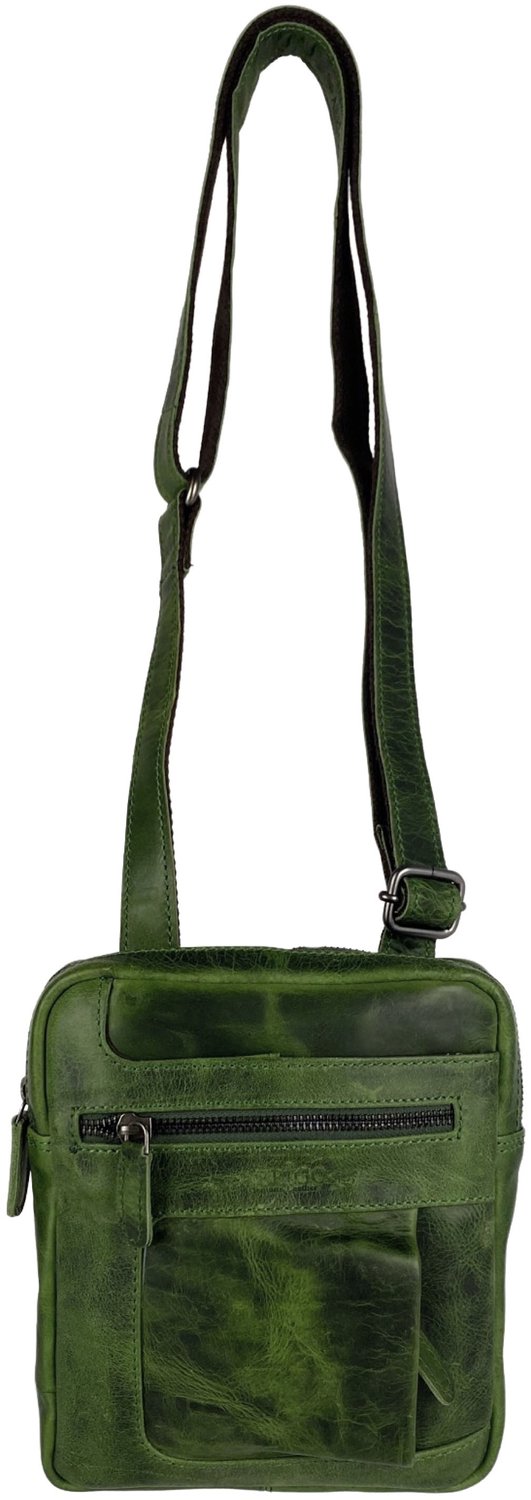 Unisex Schoudertas Crossbody Tas - Soepel Rundleer - Verstelbare Schouderriem - Groen