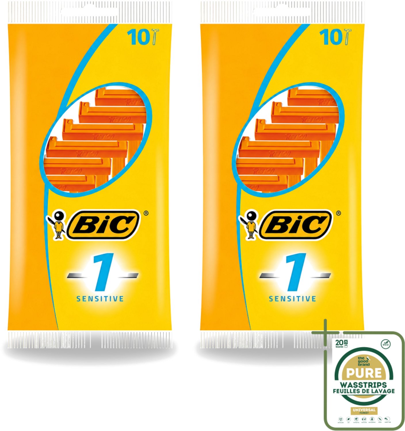 2 x Bic - Scheermesjes - Sensitive - Enkel Mesje - Wegwerpmesjes - 10 Scheermesjes - Scheermesje - Wegwerpscheermesje - Gevoelige Huid - Enkel Mesje - Roestvrij Staal