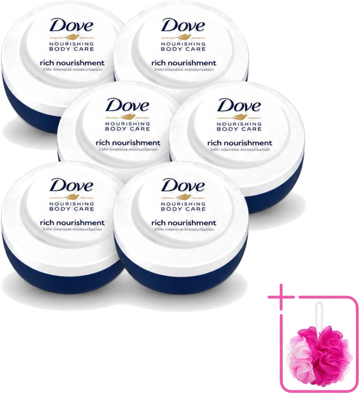 6 x Dove – Bodycrème – Voedende Crème – 150 ml - Bulkverpakking - Voedende crème - Douchemop - Huid verzorging