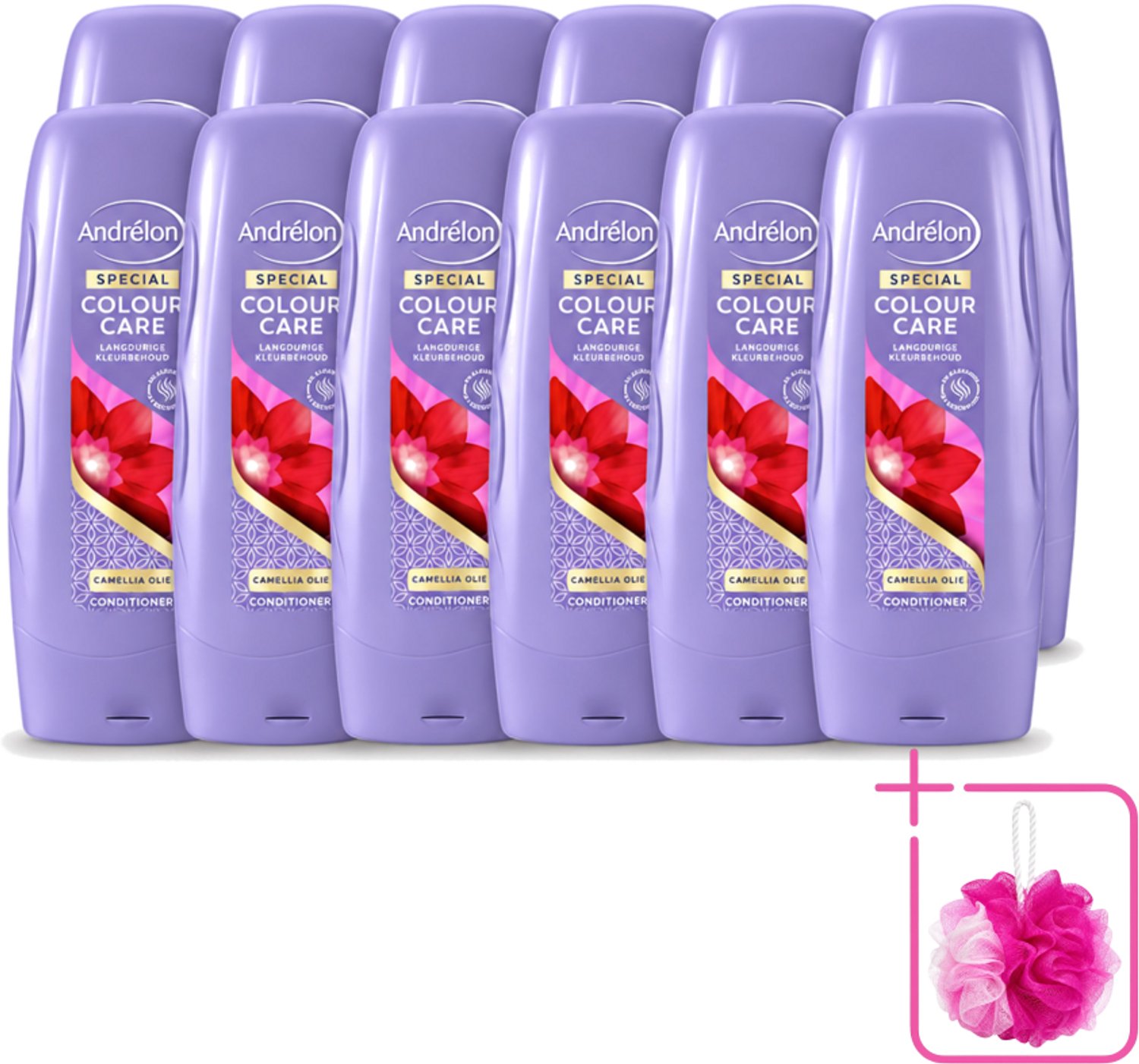 12 x Andrélon - Colour Care - Camellia Olie - Conditioner - Kleurbehoud - 300 ml - Bulkverpakking - Kleurbehoud - Douchemop - Haarkleur
