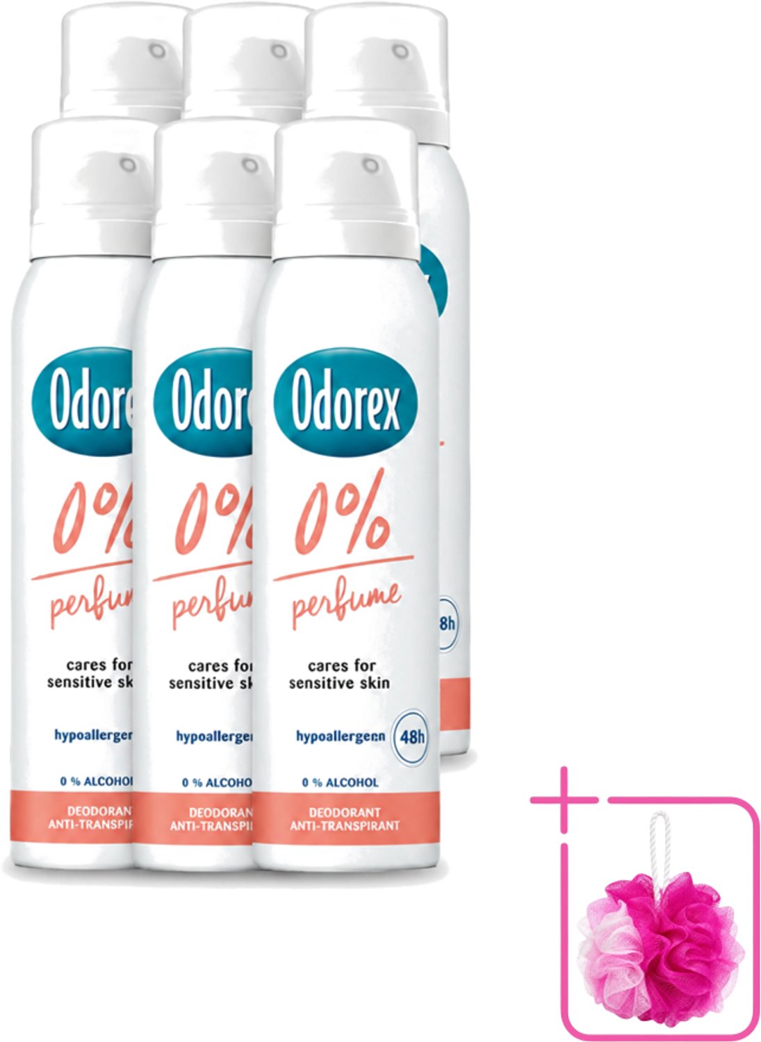 6 x Odorex - Deodorant Spray - 0% Parfum - Zonder Geurstoffen - 150 ml - Bulkverpakking - 0% parfum - Geurloos