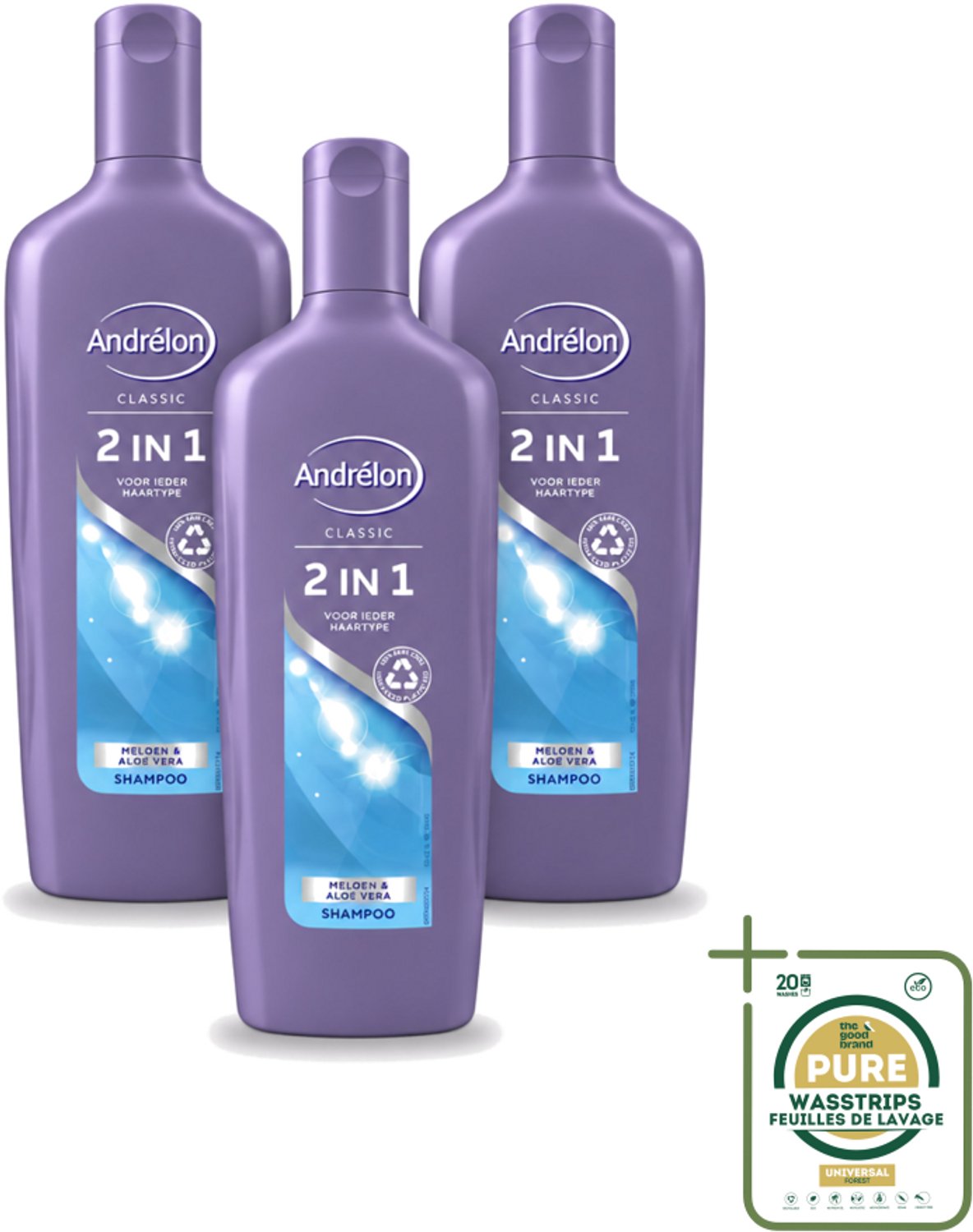 3 x Andrélon - 2-in-1 - Shampoo - Voor Snel & Effectief Wassen - 300 ml - Wasstrips - 2-in-1 Shampoo Conditioner - Snel Wassen - Effectief Wassen - Haar Reinigen - Haar Verzorgen
