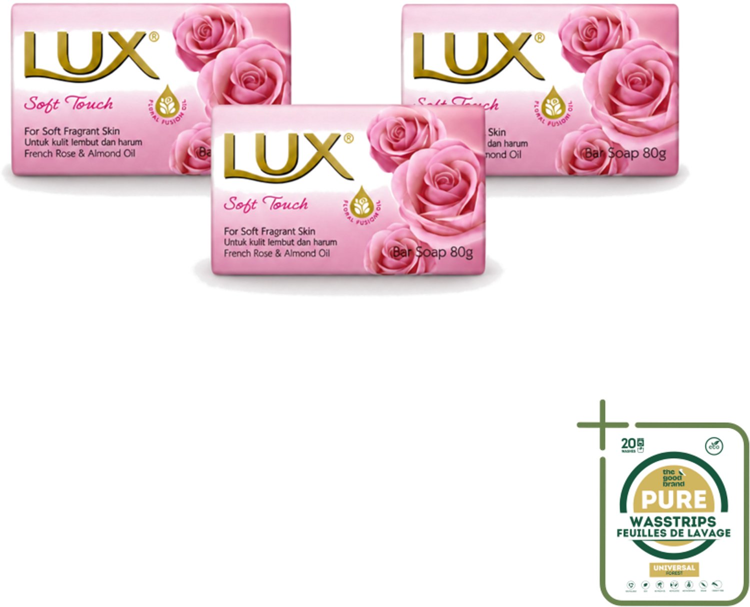3 x Lux - Zeep - Soft Touch - Hydraterend - Voor Geurige Huid - 80 g - Wasstrips - Zeep - Zijdezachte Huid - Hydraterende Zeep - Geurige Huid - Reinigingszeep